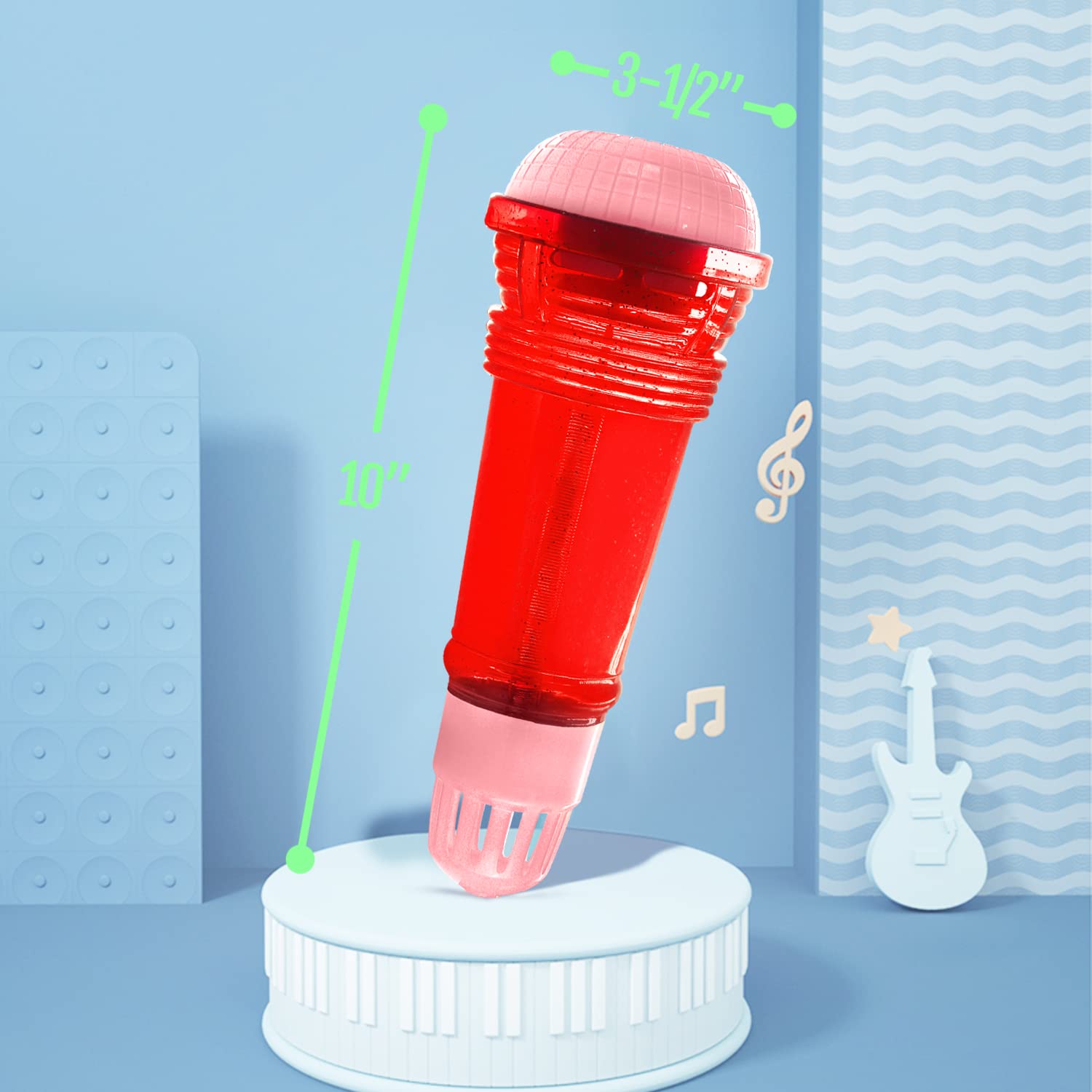 Novelty Place Echo Mic - Battery-Free Retro Toy Microphone for Kids (Red & Pink)