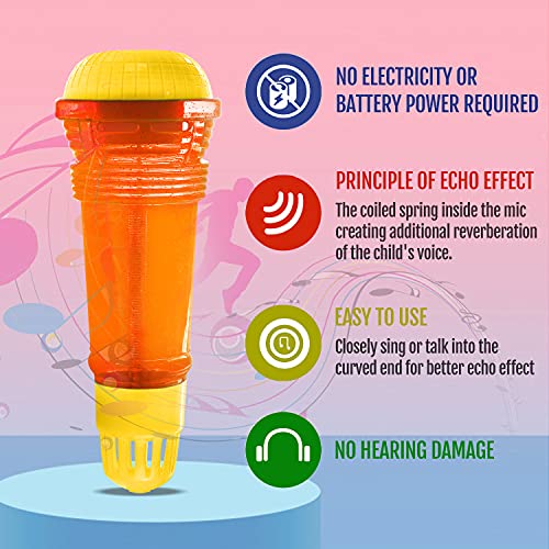 Novelty Place Echo Mic for Kids - Battery-Free Spring Echo Toy - 10" Yellow/Orange