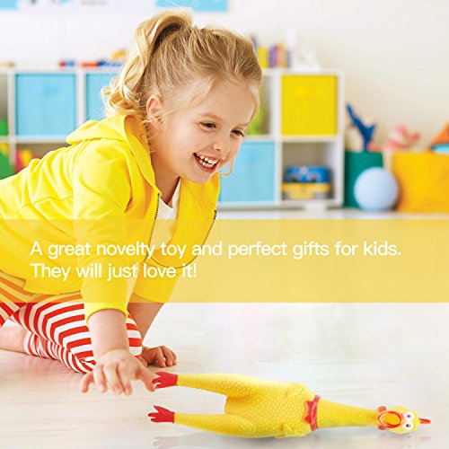 Novelty Place Large 16-Inch Squawking Chicken Dog Toy – Yellow Vinyl Squeaky Toy for Pets and Pranks