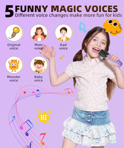 NTEEWAHY Mini Karaoke Machine with Bluetooth 5.3, 1 Wireless Mic, Purple, Portable Speaker for Kids Ages 4-12+