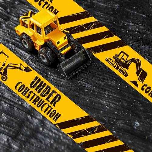 Nuanchu 2 Rolls Construction Party Tape – 3"x98ft Non-Stick Decorations for Construction Themed Birthday Parties