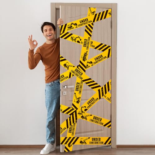 Nuanchu 2 Rolls Construction Party Tape – 3"x98ft Non-Stick Decorations for Construction Themed Birthday Parties