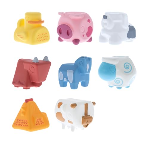 Nuby 8-Piece Stackable Farm Animal Bath Toys: Interactive Bath Time Fun for Developing Fine Motor Skills (Ages 6 Months+)