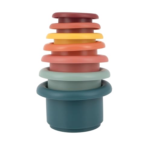 Nuby Silicone Stacking Cups - 7-Piece Toddler Toy for Fine Motor Skills & Sensory Play, 12+ Months