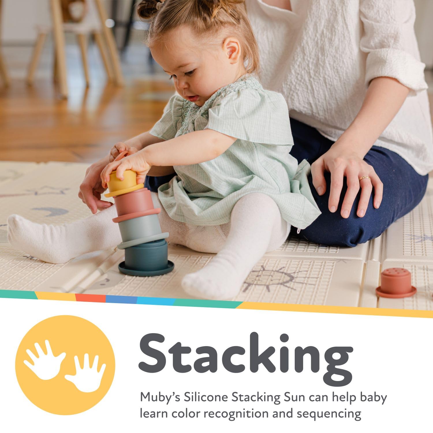 Nuby Silicone Stacking Cups - 7-Piece Toddler Toy for Fine Motor Skills & Sensory Play, 12+ Months