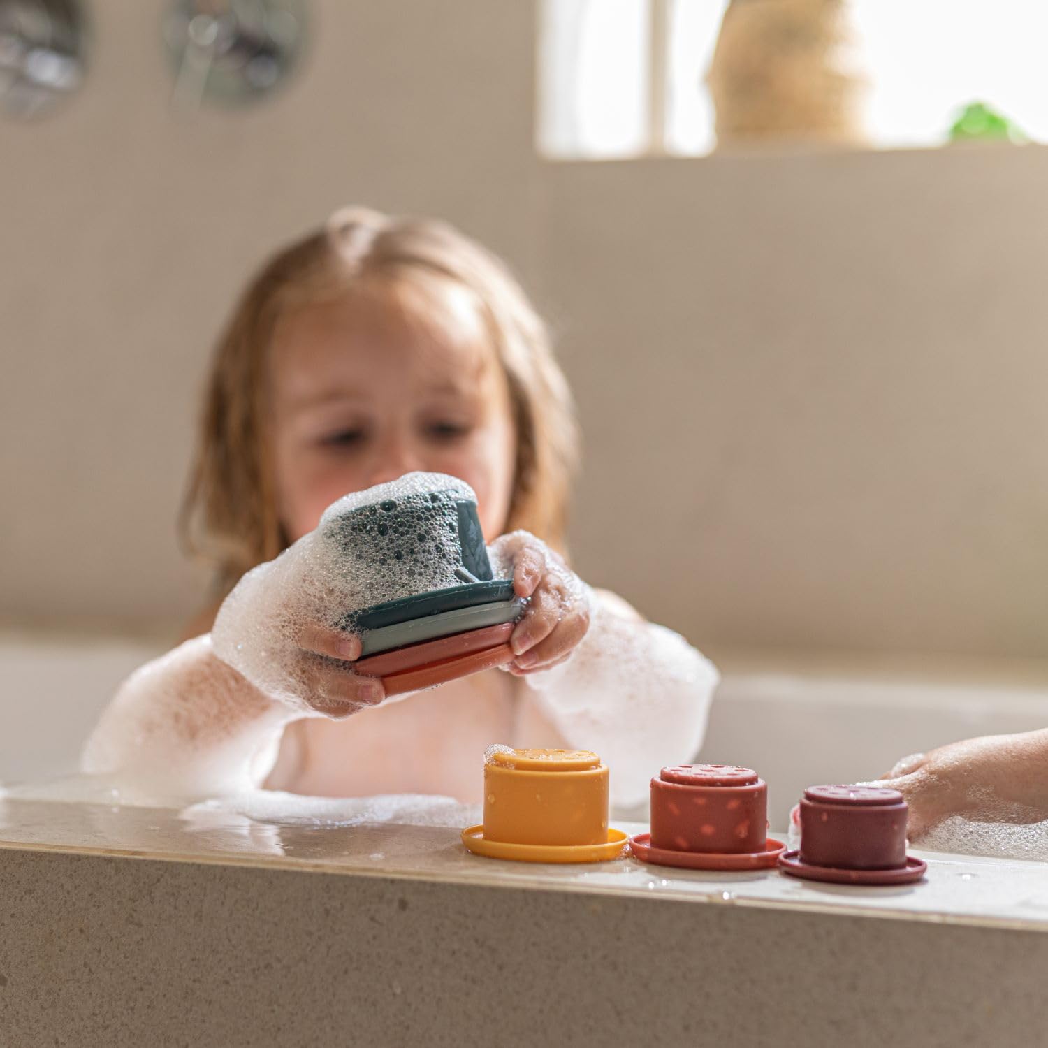Nuby Silicone Stacking Cups - 7-Piece Toddler Toy for Fine Motor Skills & Sensory Play, 12+ Months