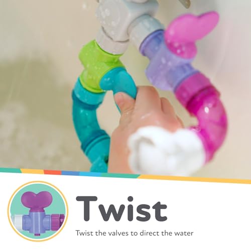 Nuby Wacky Waterworks Pipes Bath Toy – Interactive Suction Cup Toy for Babies