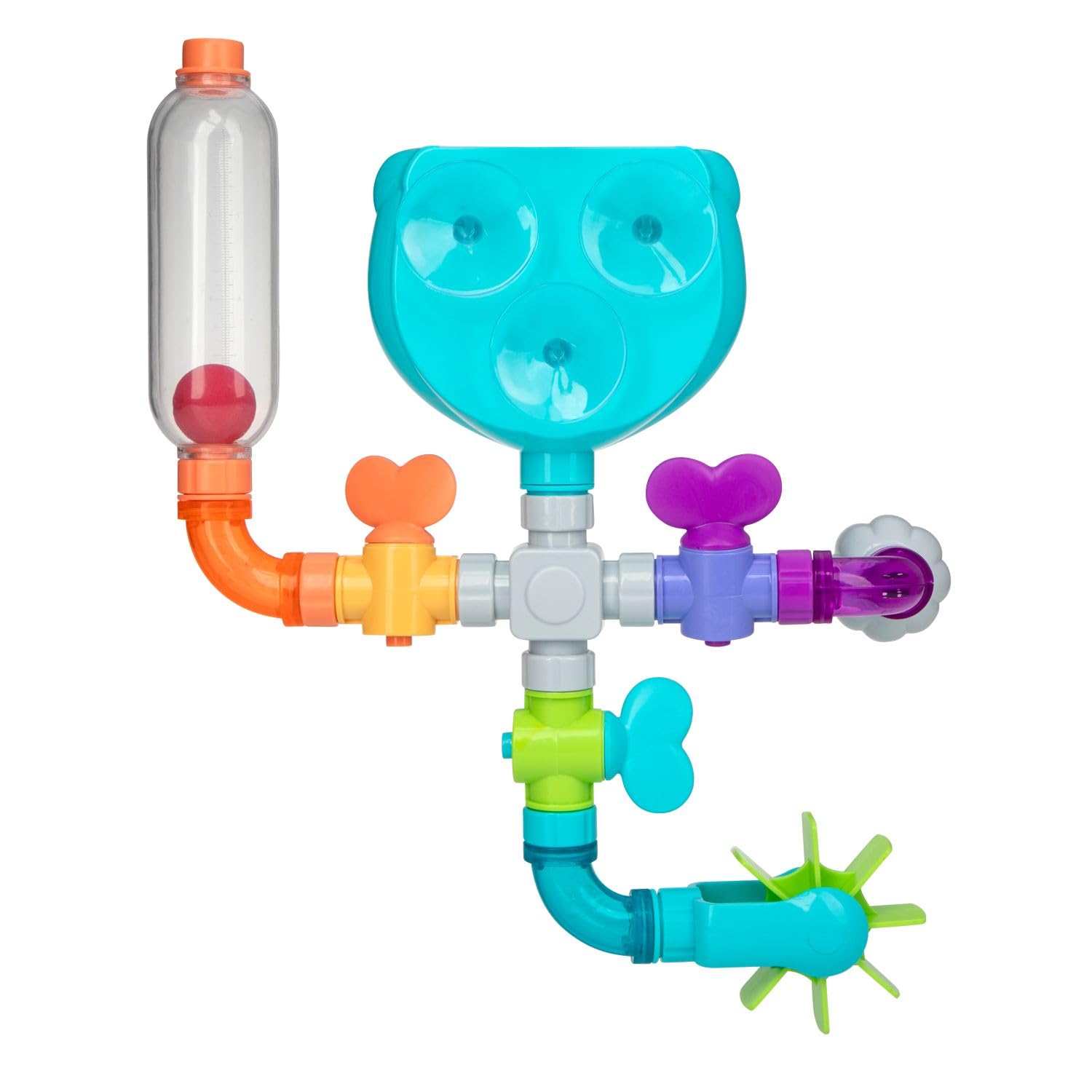 Nuby Wacky Waterworks Pipes Bath Toy – Interactive Suction Cup Toy for Babies