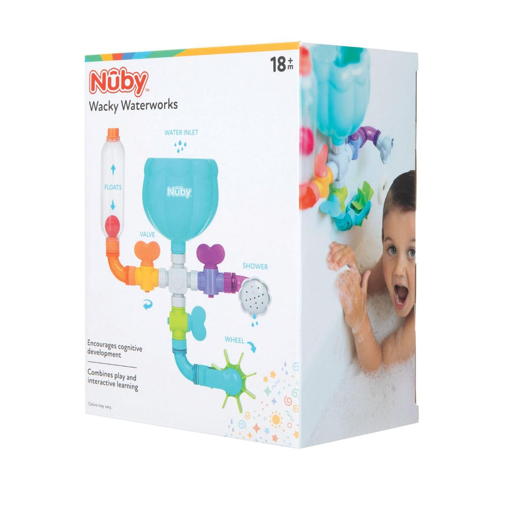 Nuby Wacky Waterworks Pipes Bath Toy – Interactive Suction Cup Toy for Babies