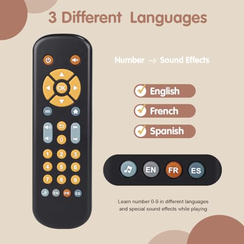 Nueplay Realistic Remote Toy for Toddlers – Lights, Music & Trilingual Number Learning (Ages 1-3, Black)