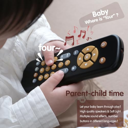 Nueplay Realistic Remote Toy for Toddlers – Lights, Music & Trilingual Number Learning (Ages 1-3, Black)