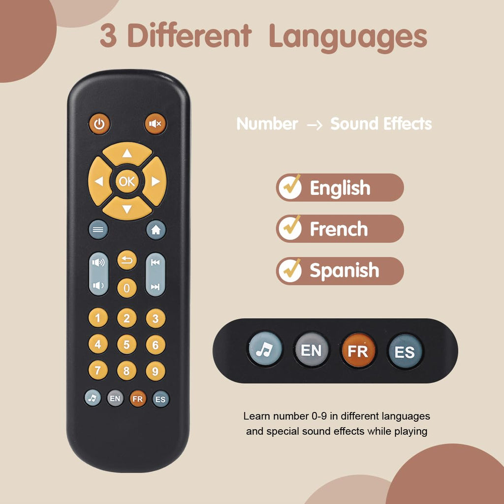 Nueplay Realistic Remote Toy for Toddlers – Lights, Music & Trilingual Number Learning (Ages 1-3, Black)