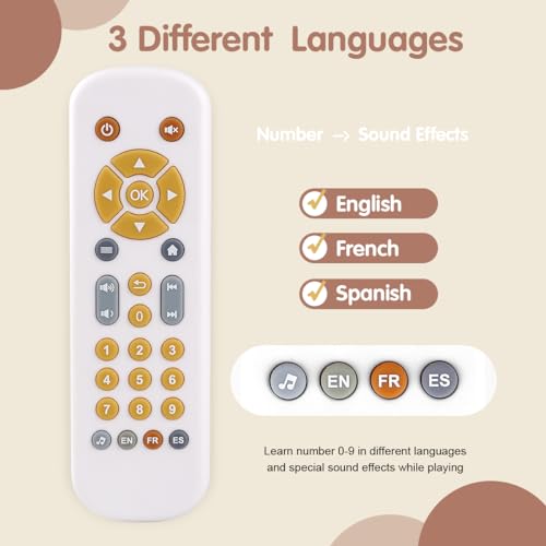 Nueplay Toddler Learning Controller – Trilingual Pretend Remote with Lights & Sounds for Ages 1-3