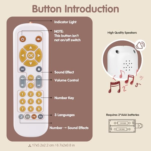 Nueplay Toddler Learning Controller – Trilingual Pretend Remote with Lights & Sounds for Ages 1-3