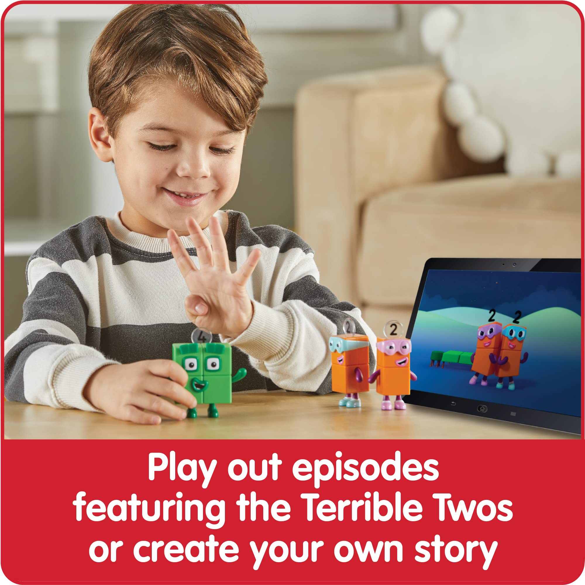 Numberblocks Four and the Terrible Twos Action Figure Set – Officially Licensed Math Toy for Kids Ages 3-5