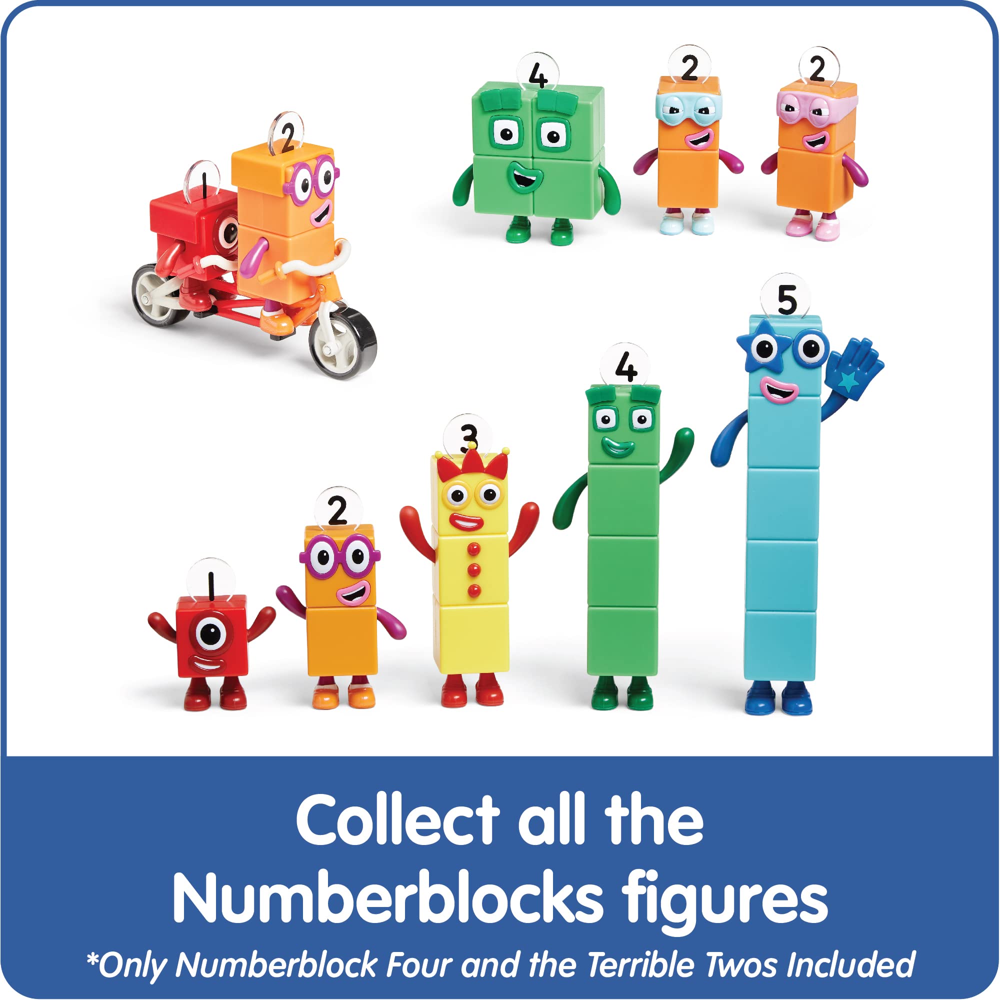 Numberblocks Four and the Terrible Twos Action Figure Set – Officially Licensed Math Toy for Kids Ages 3-5