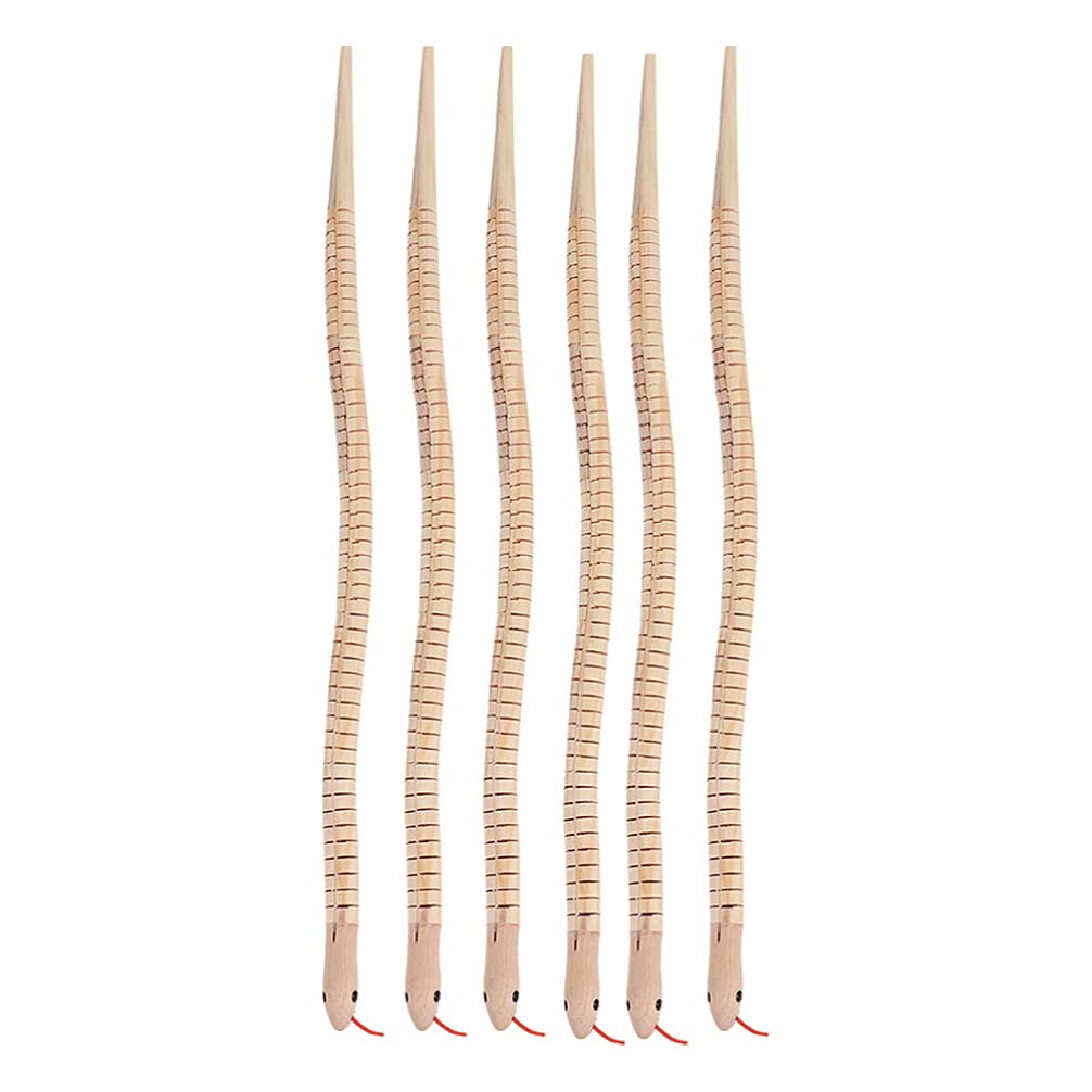 NUOBESTY Unfinished Wooden Wiggly Snakes – 6-Pack Jointed Snake Craft Kit for Painting, 11.8-Inch Flexible Wood Toys for DIY Art Projects and Party Favors