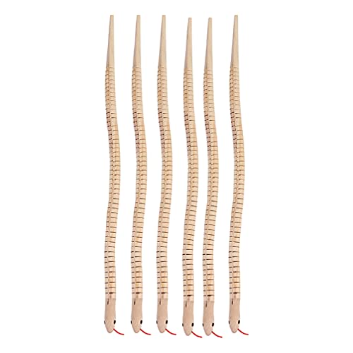 NUOBESTY Unfinished Wooden Wiggly Snakes – 6-Pack Jointed Snake Craft Kit for Painting, 11.8-Inch Flexible Wood Toys for DIY Art Projects and Party Favors