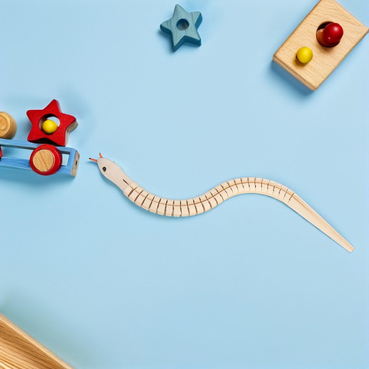 NUOBESTY Unfinished Wooden Wiggly Snakes – 6-Pack Jointed Snake Craft Kit for Painting, 11.8-Inch Flexible Wood Toys for DIY Art Projects and Party Favors