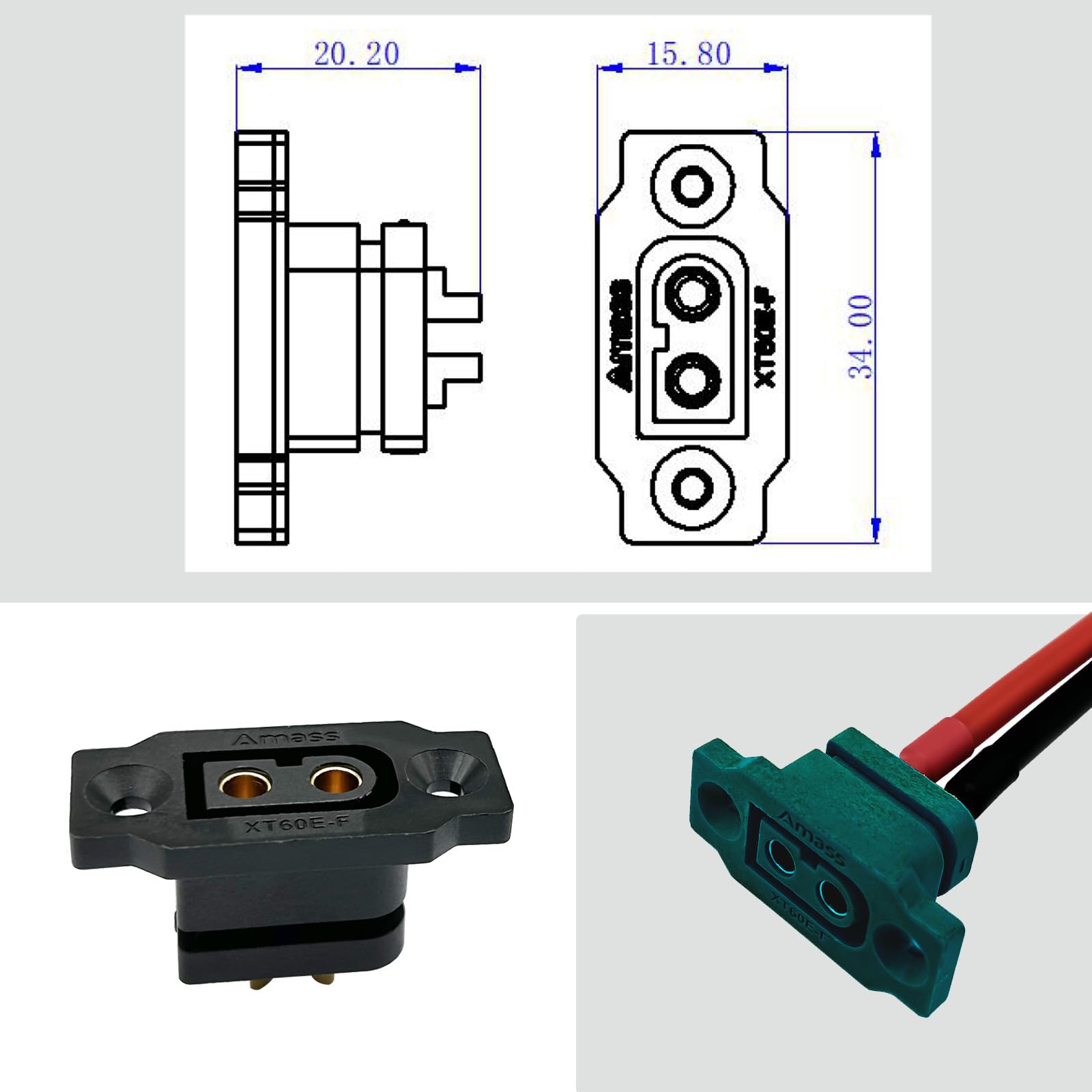 Nuofany 10-Pack XT60E-F Female Connectors with Dust Caps and Screws for RC Drones and Aircraft