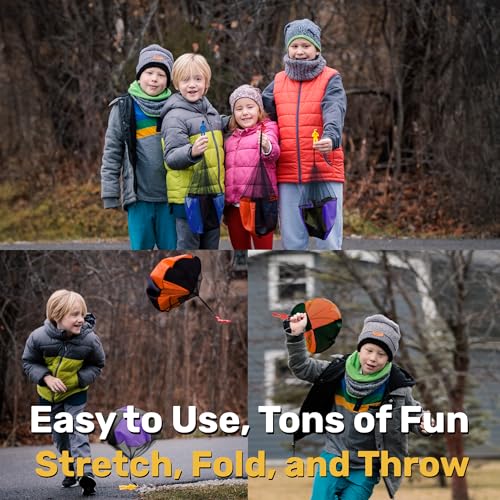 nutty toys Parachute Men for Kids – Tangle-Free Outdoor Flying Toy, 3-12 Years