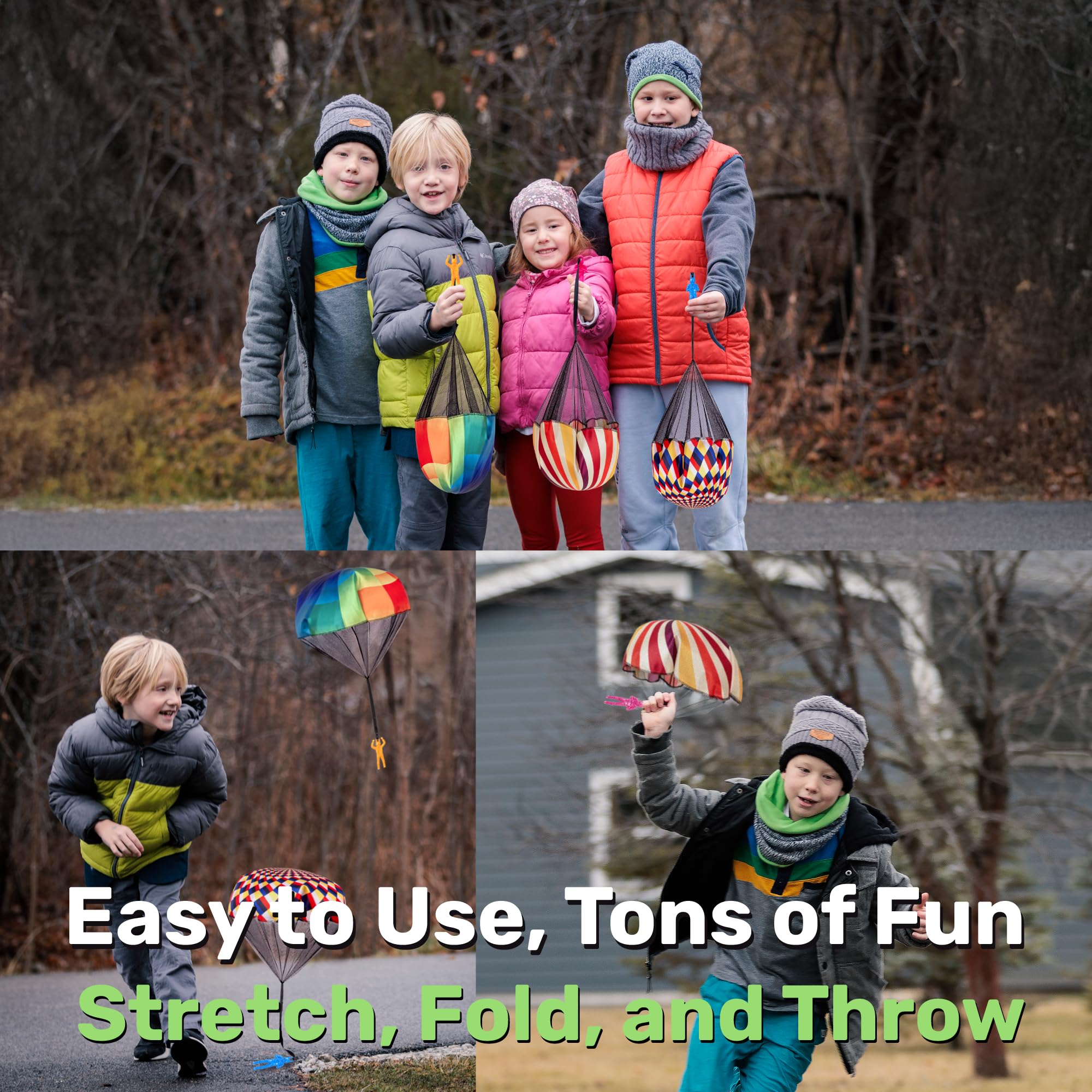 nutty toys Parachute Men – Tangle-Free Flying Toy for Kids Ages 3-12, Outdoor & Indoor Play