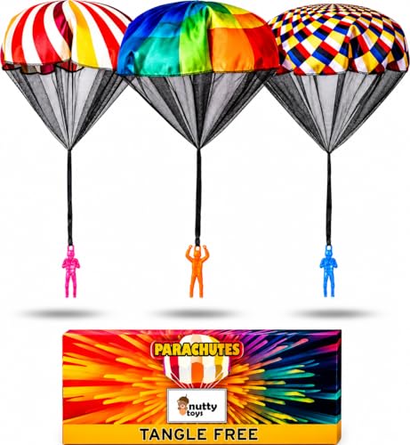 nutty toys Parachute Men – Tangle-Free Flying Toy for Kids Ages 3-12, Outdoor & Indoor Play