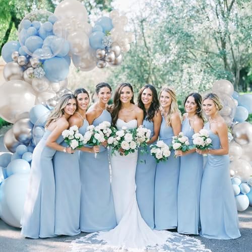 NUTTYBASH 103-Piece Blue and Silver Balloon Arch Kit for Parties and Events