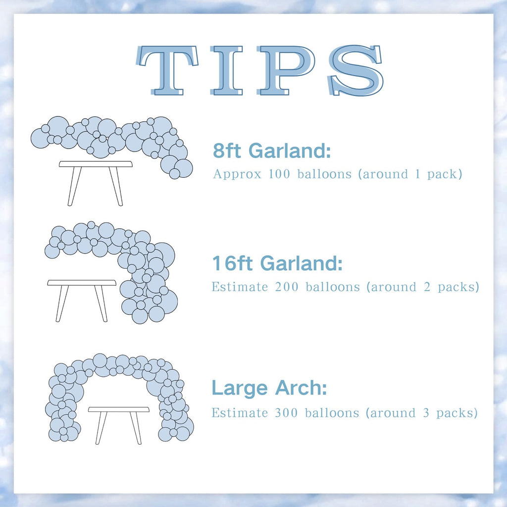 NUTTYBASH 103-Piece Blue and Silver Balloon Arch Kit for Parties and Events