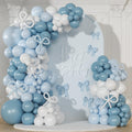 NUTTYBASH 146-Piece Dusty Blue and White Balloon Garland Arch Kit for Parties