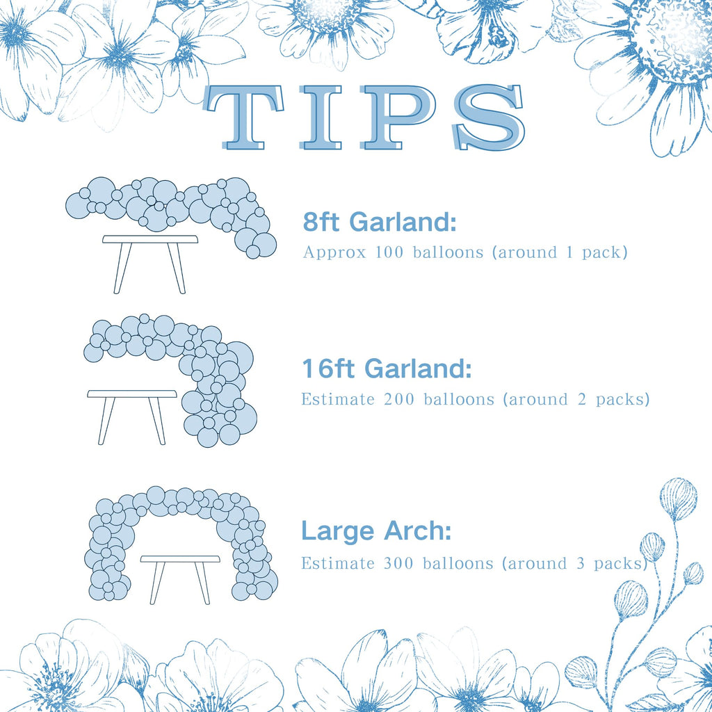 NUTTYBASH 146-Piece Dusty Blue and White Balloon Garland Arch Kit for Parties