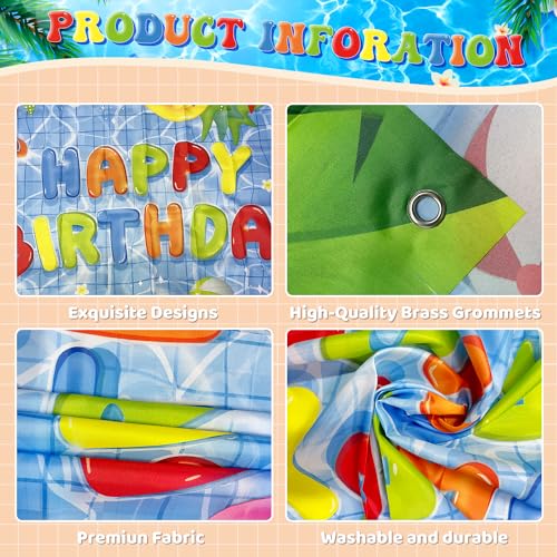 NUTTYBASH Pool Party Birthday Decorations - 72x44 Inch Backdrop Banner for Summer Hawaiian Theme Parties