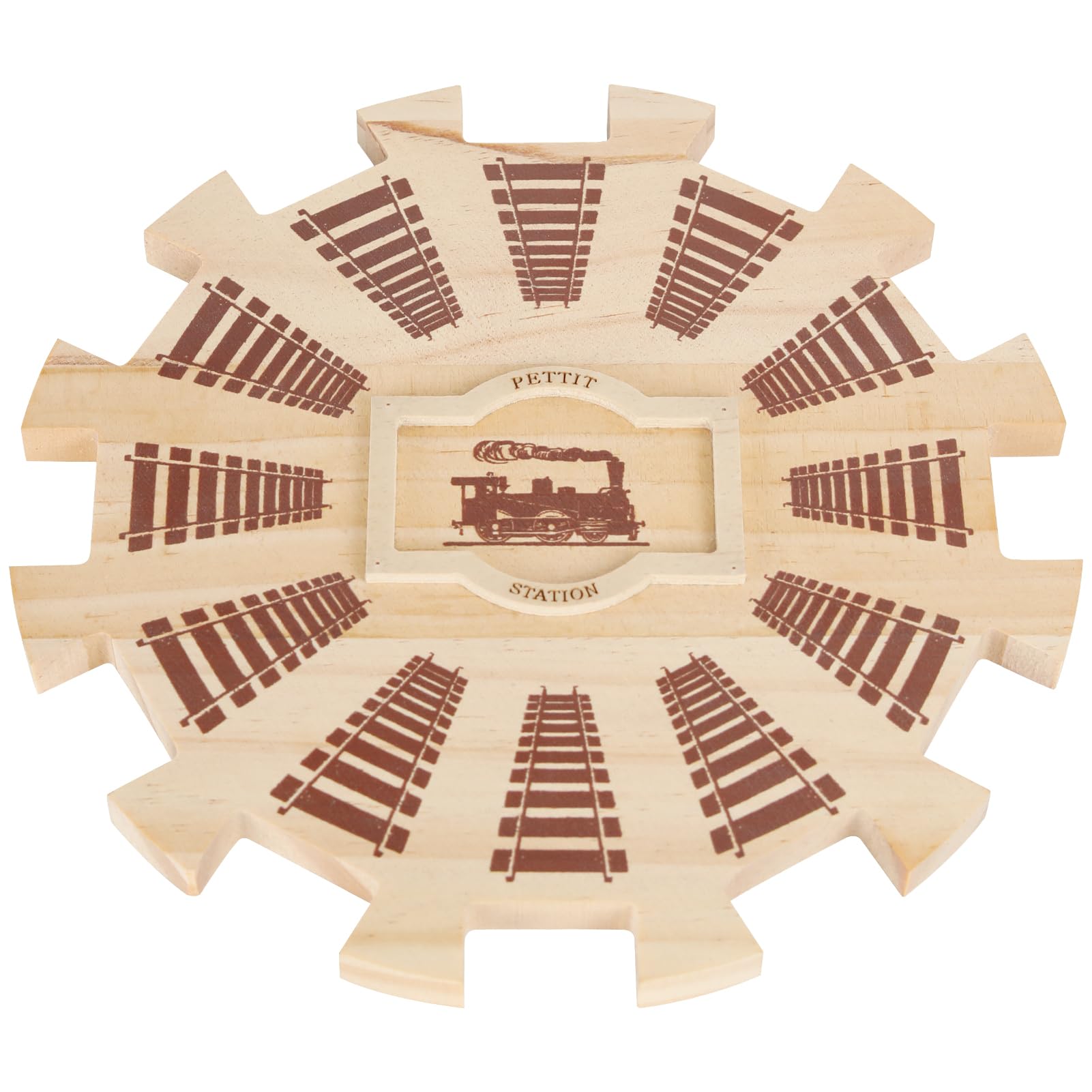 NVAAV Mexican Train Dominoes Wooden Hub - Pine, Felted Bottom, for 12 Players