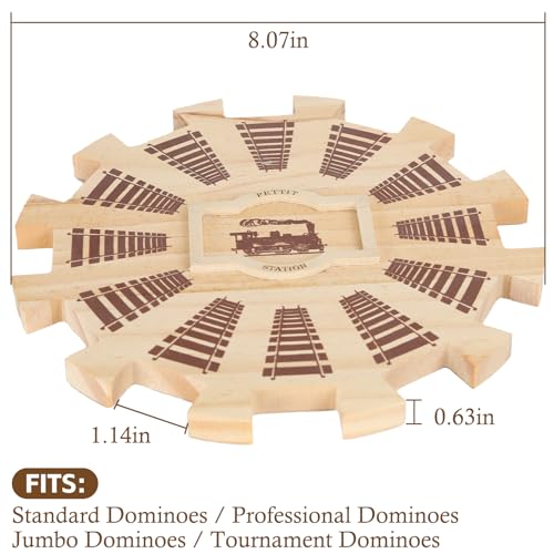 NVAAV Mexican Train Dominoes Wooden Hub - Pine, Felted Bottom, for 12 Players