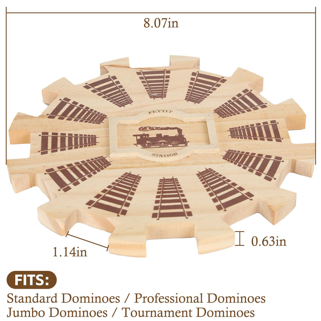 NVAAV Mexican Train Dominoes Wooden Hub - Pine, Felted Bottom, for 12 Players