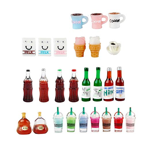 NWFashion 26-Piece Miniature Food & Drink Set – Hand-Painted Resin Dollhouse Decor