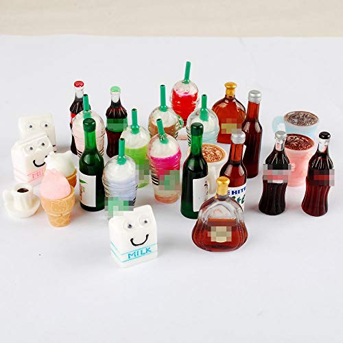 NWFashion 26-Piece Miniature Food & Drink Set – Hand-Painted Resin Dollhouse Decor