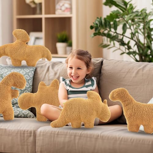 NXCHIZS Dino Nugget Pillow Plush – Funny Chicken Nugget Dinosaur Throw Pillow for Kids Room Decor