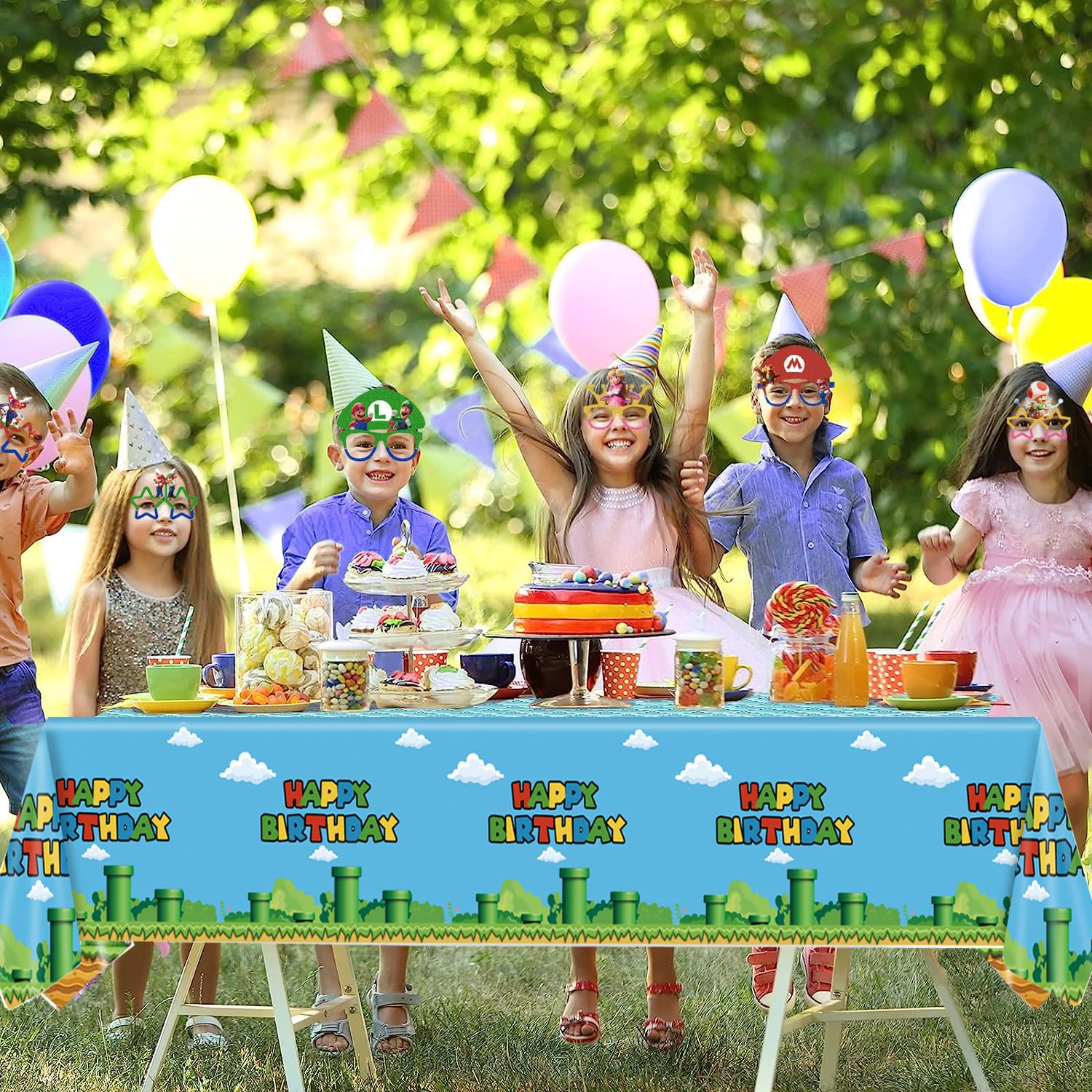 Nyhpar 3-Pack Video Game Tablecloths – Plastic Disposable Table Cover for Game Theme Birthday Party Decorations, 86.6 x 51.2 in
