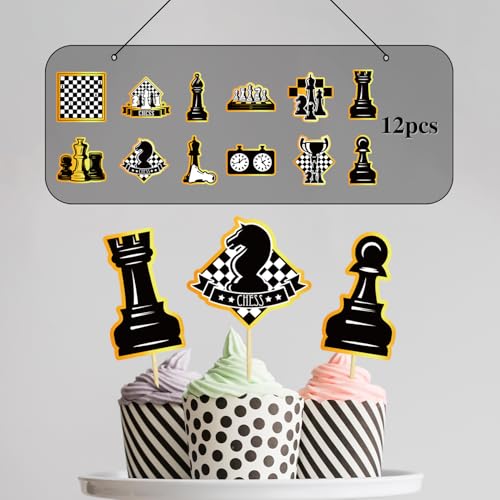 Obussgar Chess Birthday Party Decoration Set – 41 Pieces Including Banner, Balloons, Cake Toppers & More