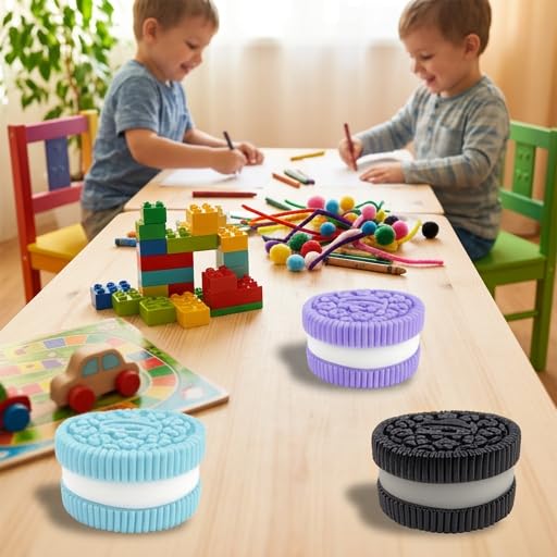OCBTOW 4 Pack Taba Cookie Squeeze Toys – Soft TPR Stress Relief Fidget Toys for Kids and Adults, Party Favors