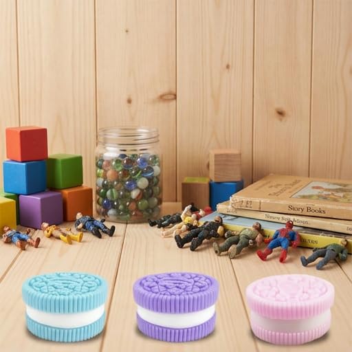 OCBTOW 4 Pack Taba Cookie Squeeze Toys – Soft TPR Stress Relief Fidget Toys for Kids and Adults, Party Favors