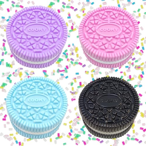 OCBTOW 4 Pack Taba Cookie Squeeze Toys – Soft TPR Stress Relief Fidget Toys for Kids and Adults, Party Favors