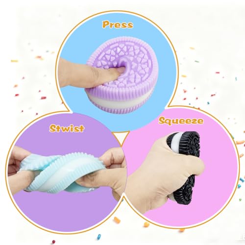 OCBTOW 4 Pack Taba Cookie Squeeze Toys – Soft TPR Stress Relief Fidget Toys for Kids and Adults, Party Favors