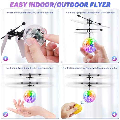 Ocditikl Flying Orb Ball – Hand-Controlled, Rechargeable, with LED Lights, for Kids Ages 6+