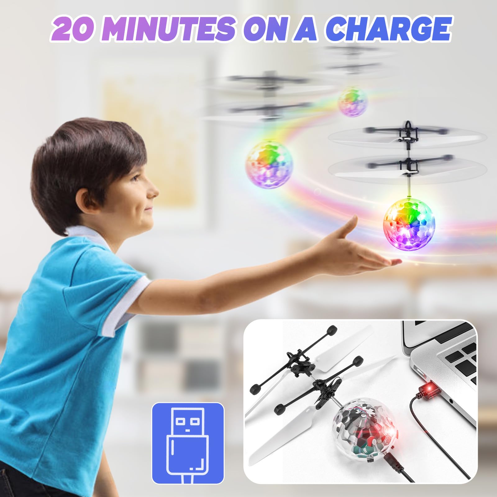 Ocditikl Flying Orb Ball – Hand-Controlled, Rechargeable, with LED Lights, for Kids Ages 6+