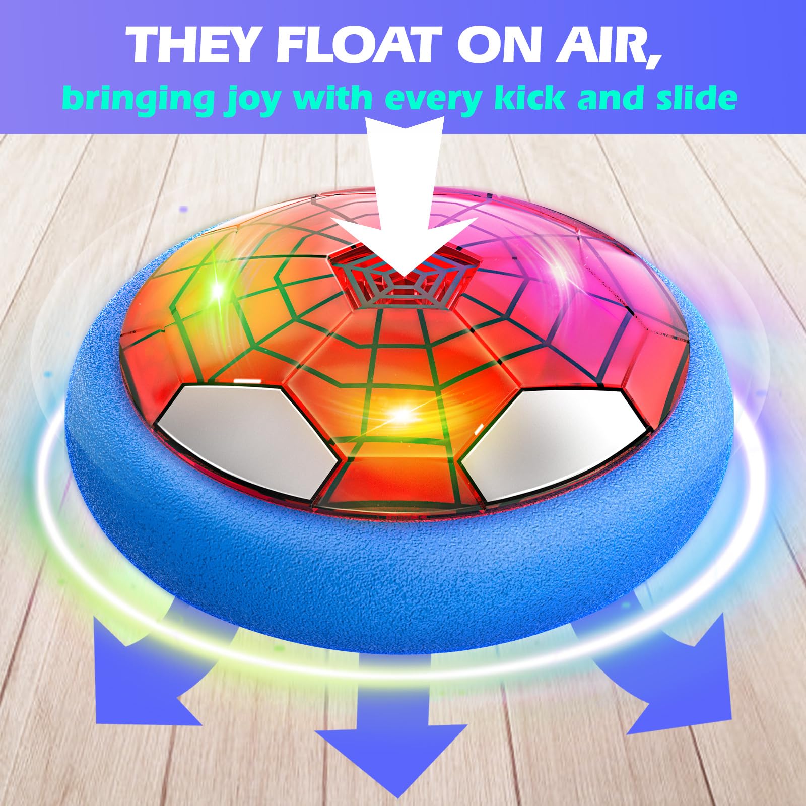 Ocditikl Hover Soccer Ball with LED Lights & Foam Bumper – Air Floating Soccer Toy for Kids Ages 5-12