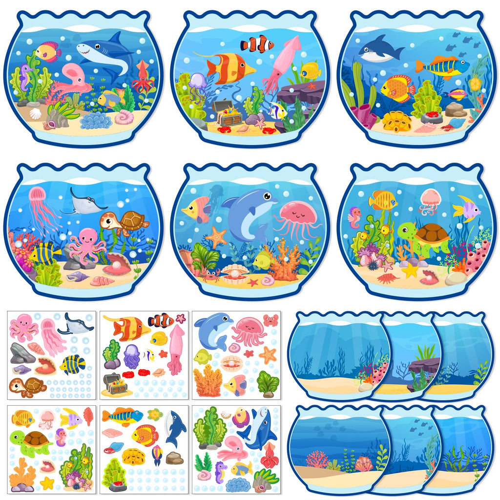 Ocean Animal Sticker Craft Kit - 24 Sets of DIY Under the Sea Scenes for Kids
