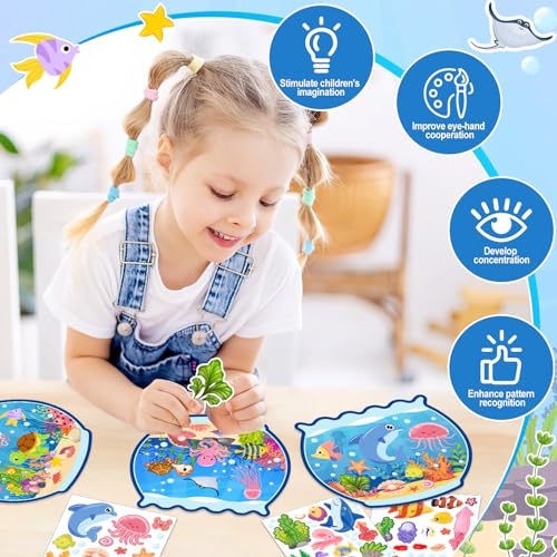 Ocean Animal Sticker Craft Kit - 24 Sets of DIY Under the Sea Scenes for Kids