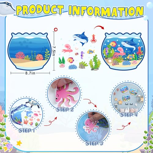 Ocean Animal Sticker Craft Kit - 24 Sets of DIY Under the Sea Scenes for Kids